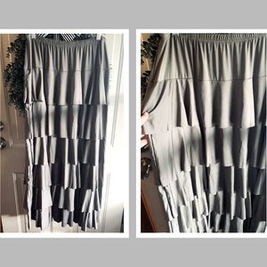 Light Gray Long Ruffled Skirt